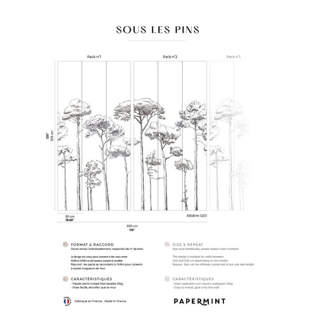 Papermint Under the Pines Pack 1 & 2 in Black Wall Mural 818
