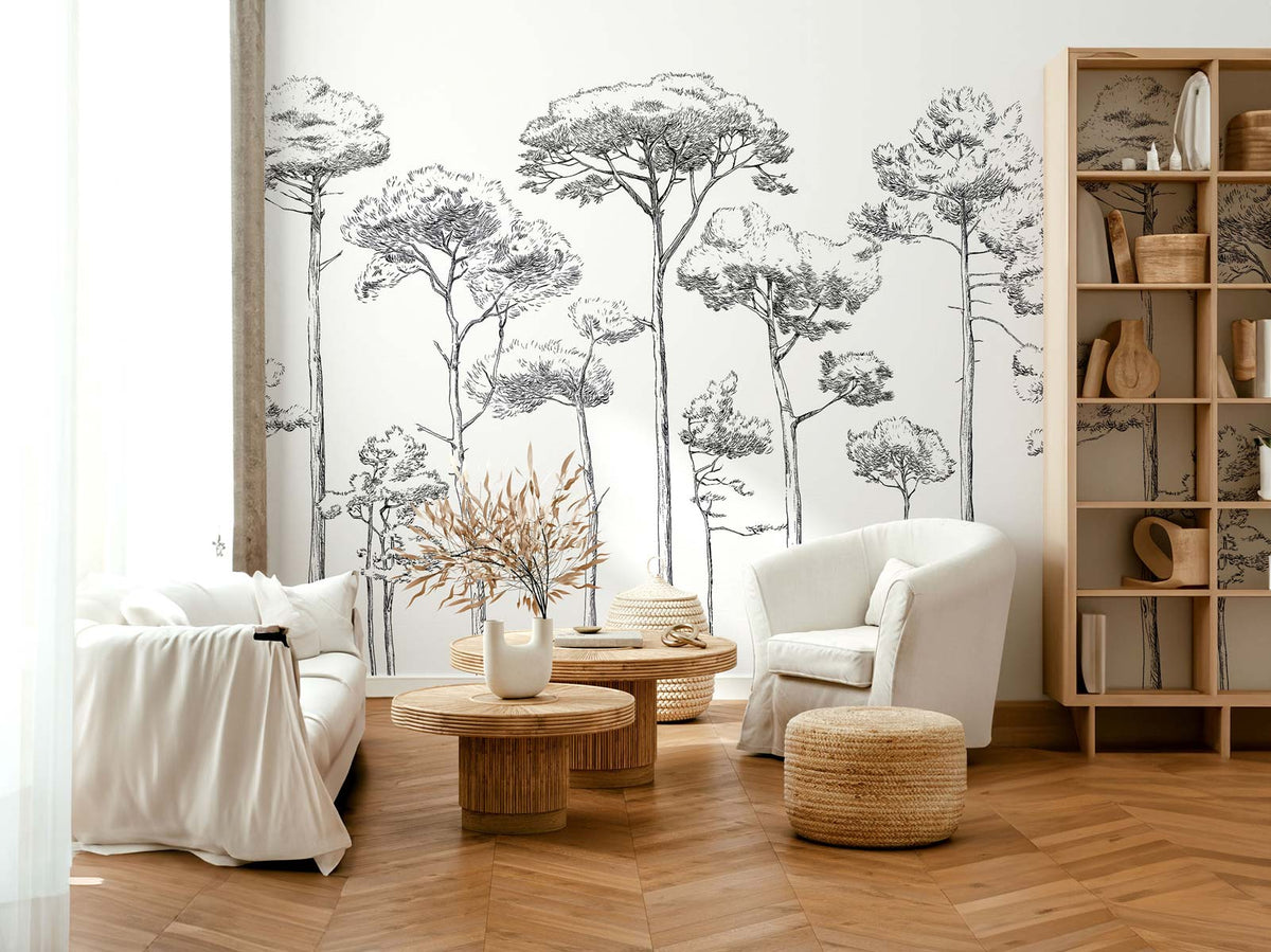 Papermint Under the Pines Pack 1 & 2 in Black Wall Mural 818