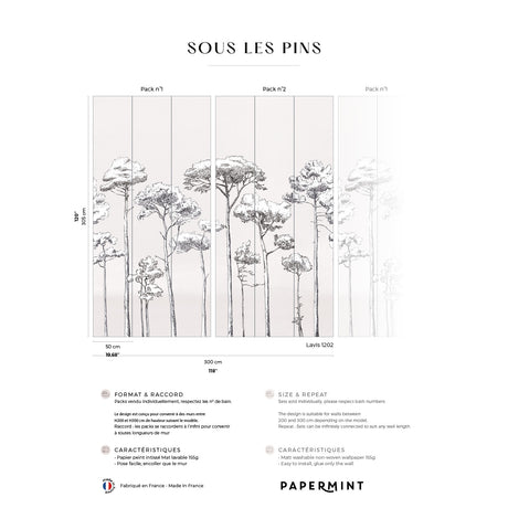 Papermint Under the Pines Pack 1 & 2 in White Wall Mural 818