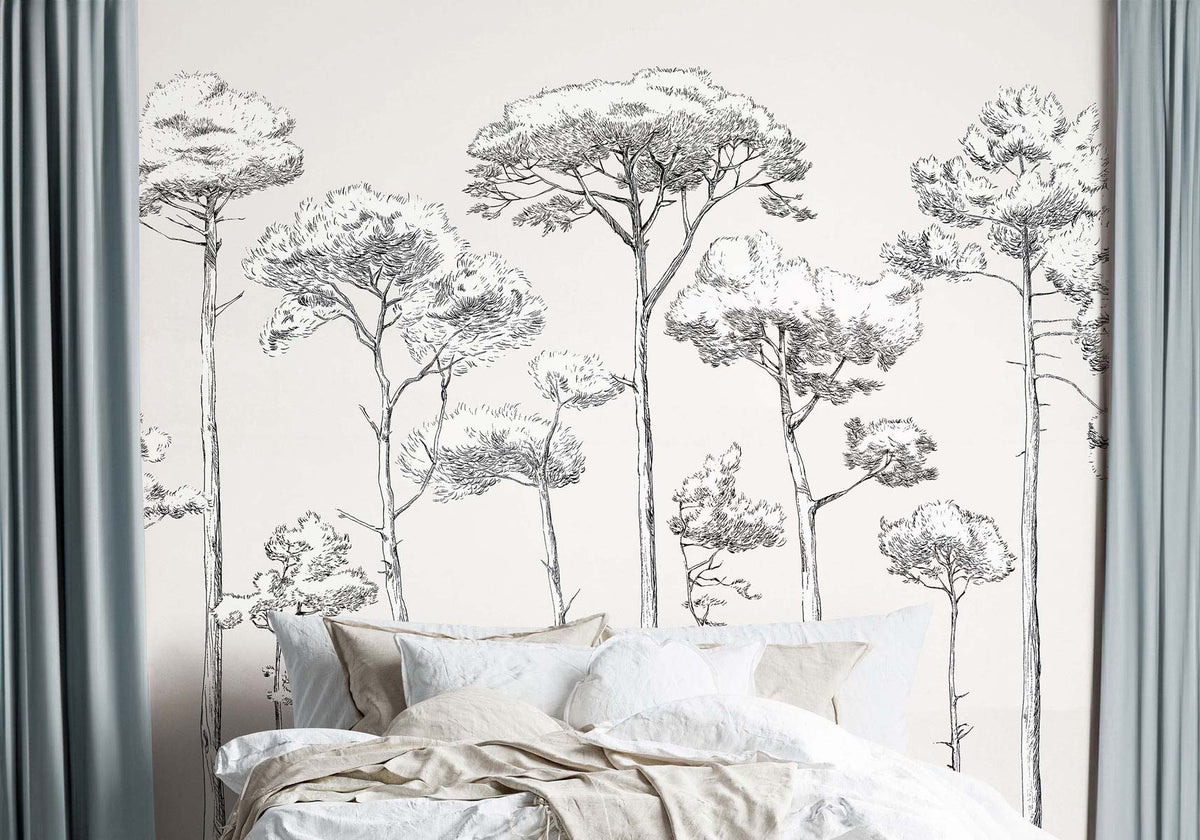 Papermint Under the Pines Pack 1 & 2 in White Wall Mural 818
