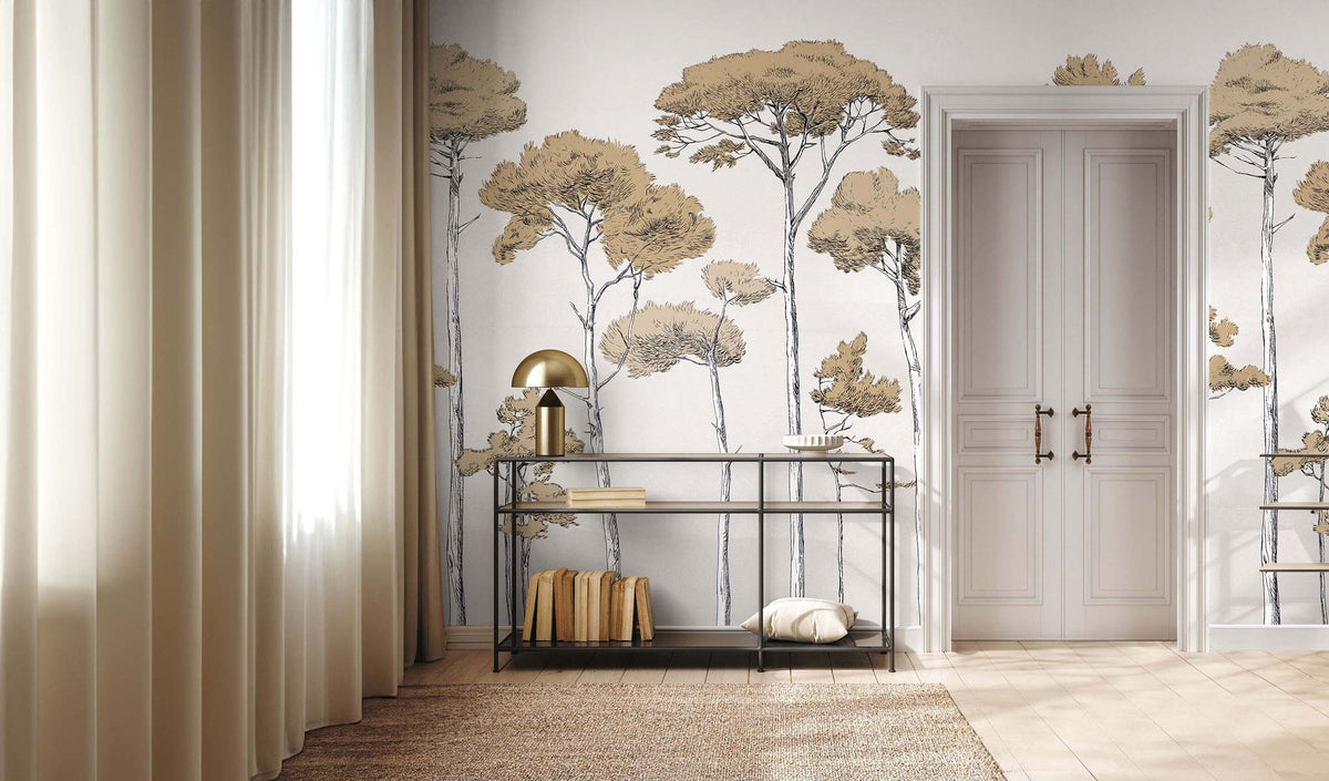 Papermint Under the Pines Pack 1 & 2 in Gold Wall Mural 8184