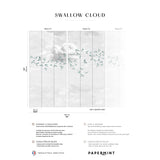 Papermint Swallow Clouds Pack 1 & 2 in Teal Wall Mural 8184-