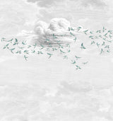 Papermint Swallow Clouds Pack 1 & 2 in Teal Wall Mural 8184-