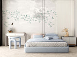 Papermint Swallow Clouds Pack 1 & 2 in Teal Wall Mural 8184-