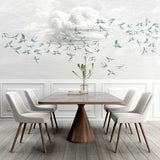 Papermint Swallow Clouds Pack 1 & 2 in Teal Wall Mural 8184-