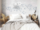 Papermint Swallow Clouds Pack 1 & 2 in Blue Wall Mural 8184-