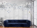 Papermint Swallow Clouds Pack 1 & 2 in Blue Wall Mural 8184-