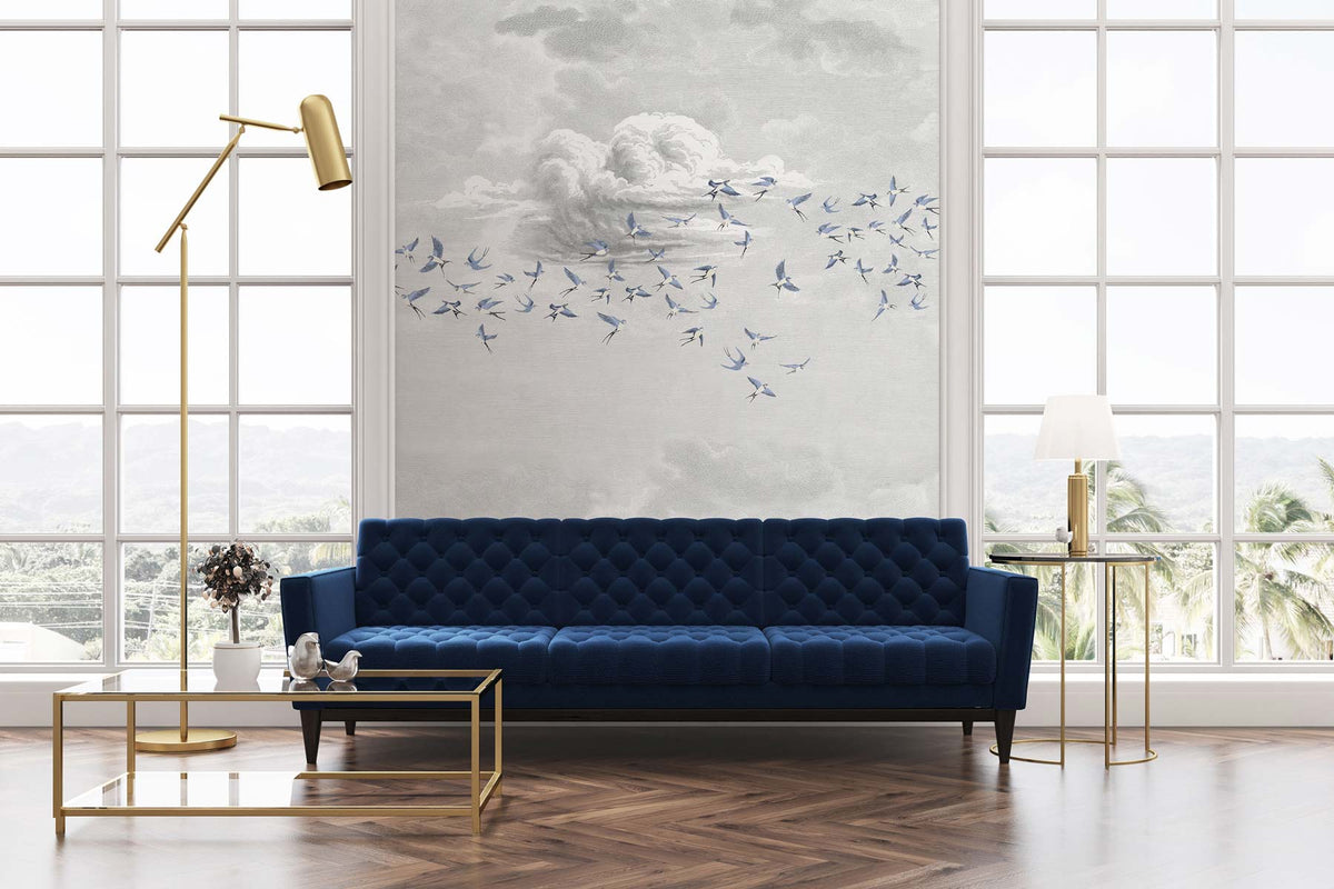 Papermint Swallow Clouds Pack 1 & 2 in Blue Wall Mural 8184-