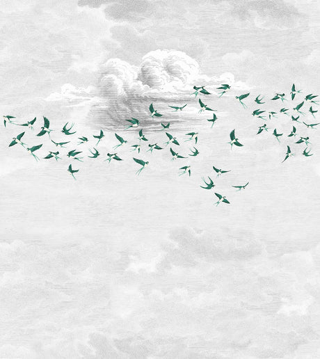 Papermint Swallow Clouds Pack 1 & 2 in Green Wall Mural 8184
