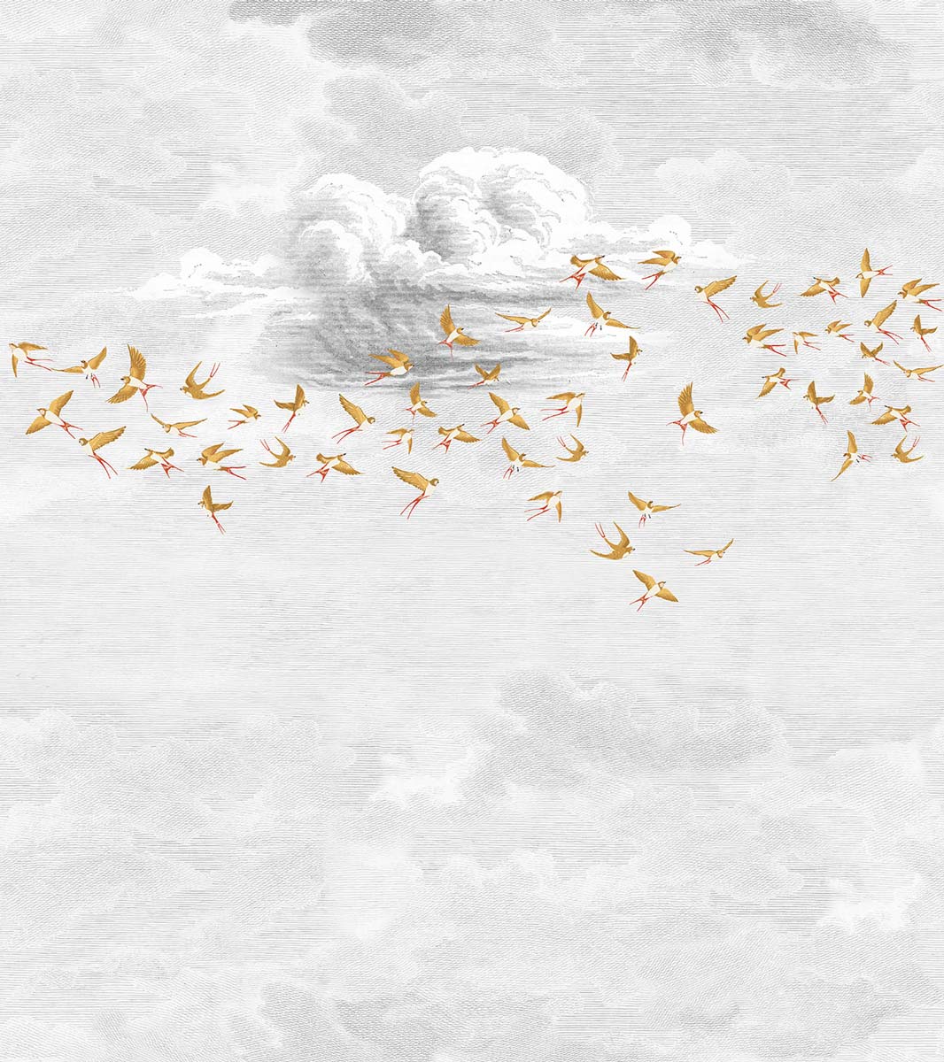 Papermint Swallow Clouds Pack 1 & 2 in Orange Wall Mural 818