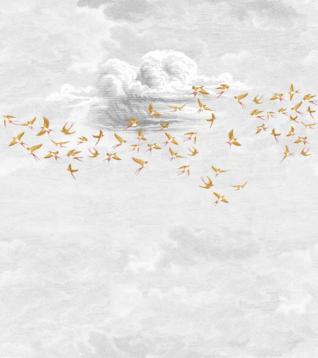 Papermint Swallow Clouds Pack 1 & 2 in Orange Wall Mural 818