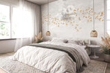Papermint Swallow Clouds Pack 1 & 2 in Orange Wall Mural 818