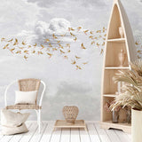 Papermint Swallow Clouds Pack 1 & 2 in Orange Wall Mural 818