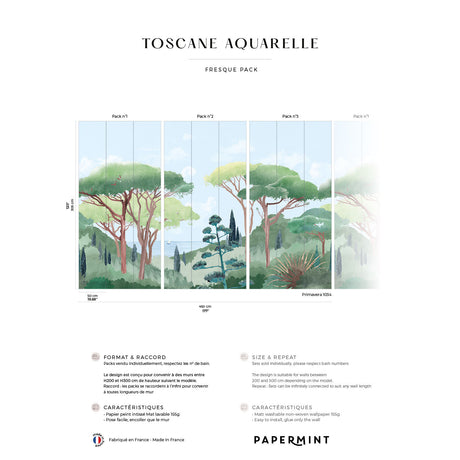Papermint Tuscany Watercolor Pack 1, 2 & 3 in Multi Wall Mur