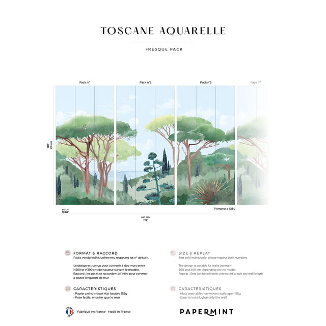 Papermint Tuscany Watercolor Pack 1, 2 & 3 in Multi Wall Mur