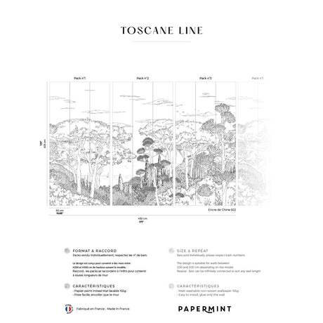 Papermint Tuscany Line Pack 1, 2 & 3 in Black Wall Mural 818