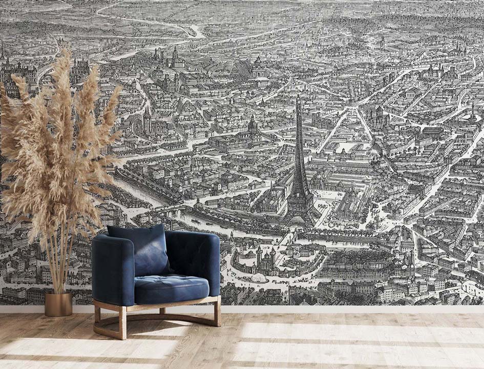 Papermint Eiffel Tower Pack 1, 2 & 3 in Grey Wall Mural 8184