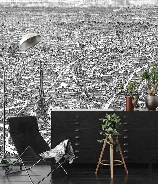 Papermint Eiffel Tower Pack 1, 2 & 3 in Grey Wall Mural 8184