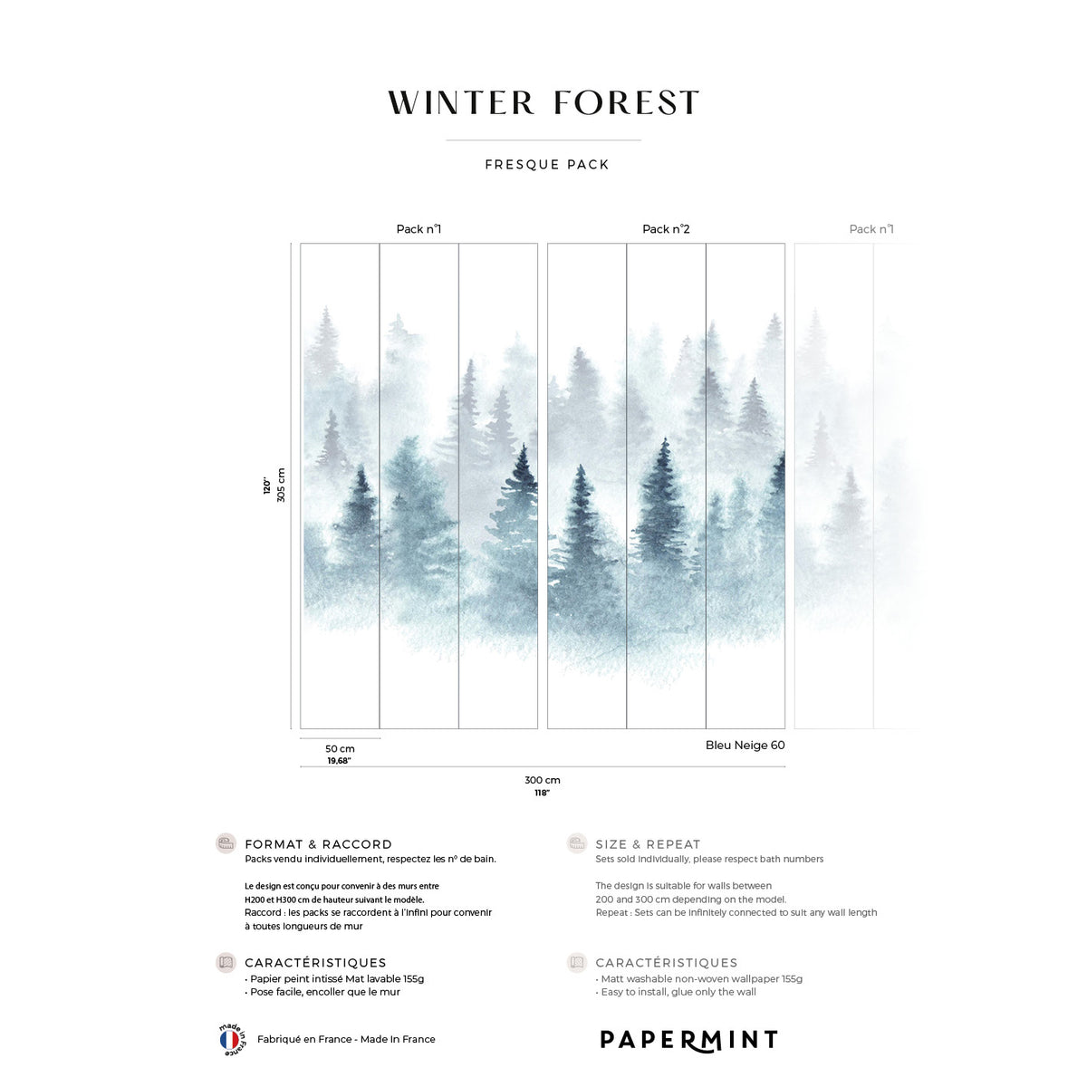 Papermint Winter Pack 1 & 2 in Blue Wall Mural 8184-BDL-DH