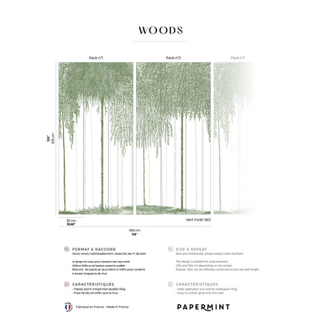 Papermint Woods Pack 1 & 2 in Green Wall Mural 8184-BDL-DI