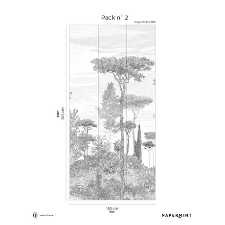 Papermint Pine Forest Pack 2 in Grey Wall Mural 8184-BE1-B