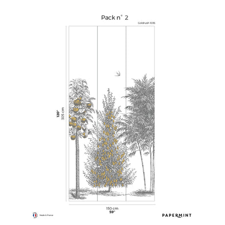 Papermint Orchards Pack 2 in Gold Wall Mural 8184-BF1-B