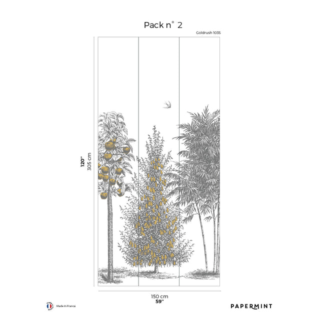 Papermint Orchards Pack 2 in Gold Wall Mural 8184-BF1-B