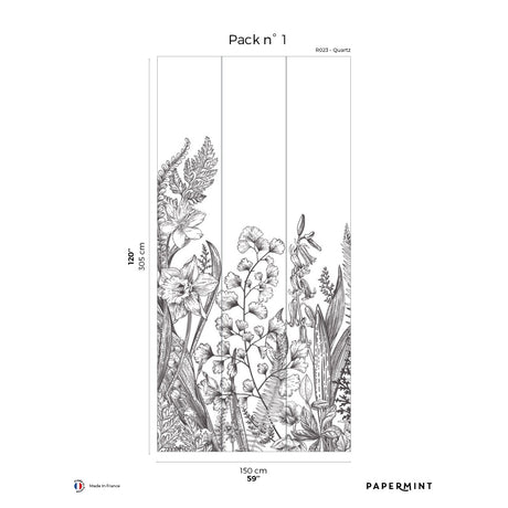 Papermint Garden Line Pack 1 in Grey Wall Mural 8184-BG1-A