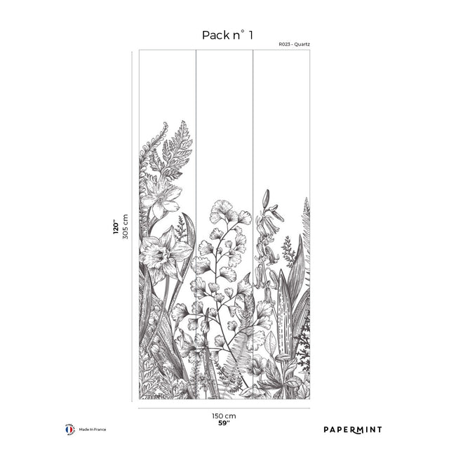Papermint Garden Line Pack 1 in Grey Wall Mural 8184-BG1-A