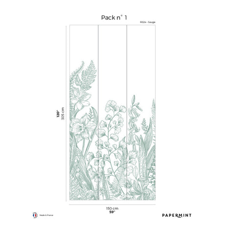 Papermint Garden Line Pack 1 in Sage Wall Mural 8184-BG2-A