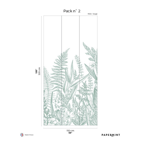 Papermint Garden Line Pack 2 in Sage Wall Mural 8184-BG2-B