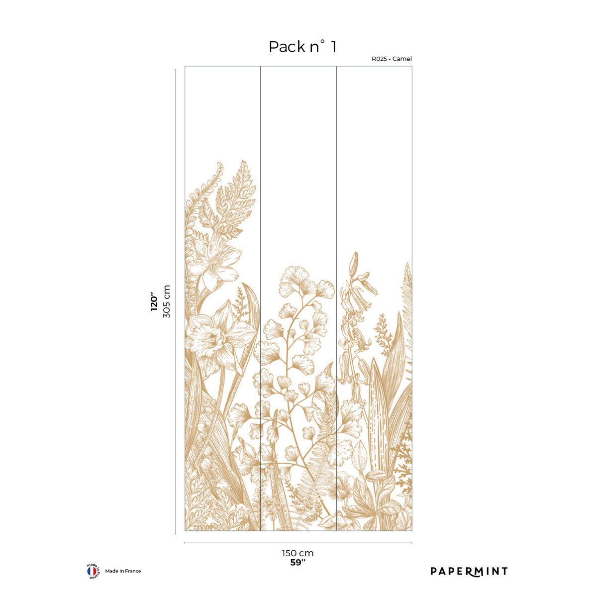 Papermint Garden Line Pack 1 in Brown Wall Mural 8184-BG3-A