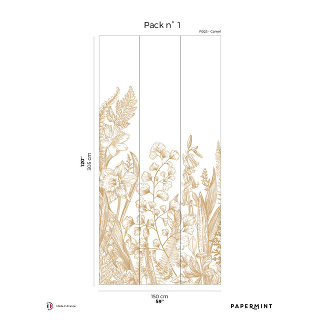 Papermint Garden Line Pack 1 in Brown Wall Mural 8184-BG3-A