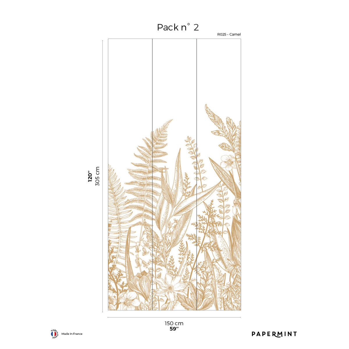 Papermint Garden Line Pack 2 in Brown Wall Mural 8184-BG3-B