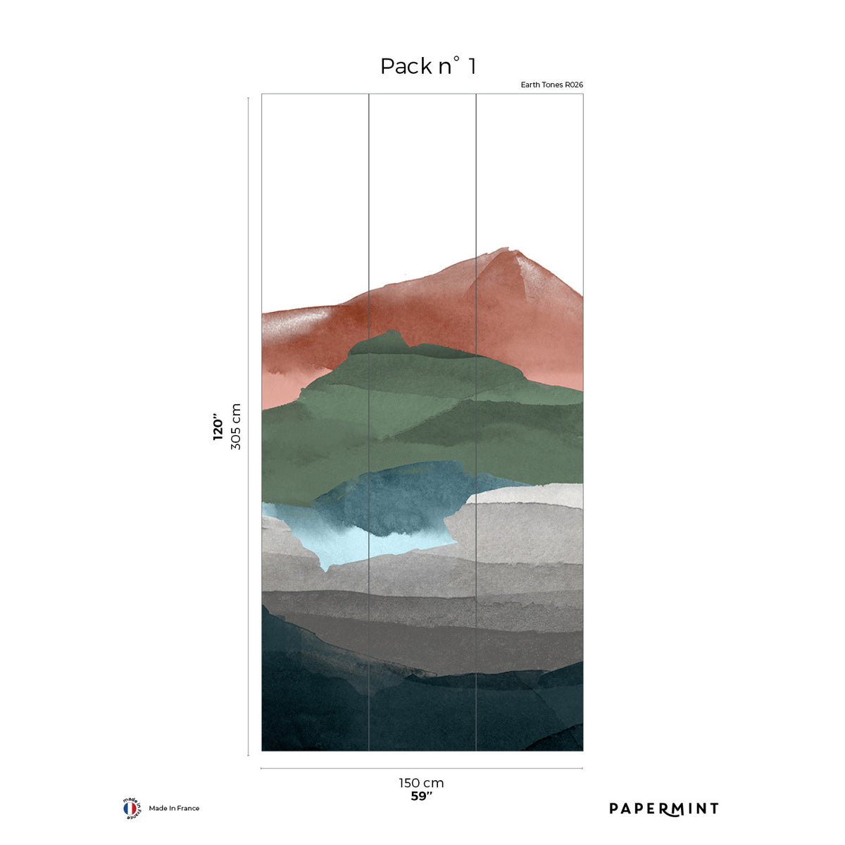 Papermint Hills Pack 1 in Multi Wall Mural 8184-BH1-A