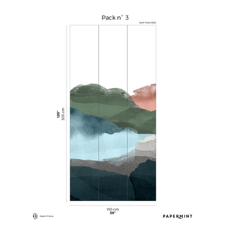 Papermint Hills Pack 3 in Multi Wall Mural 8184-BH1-C