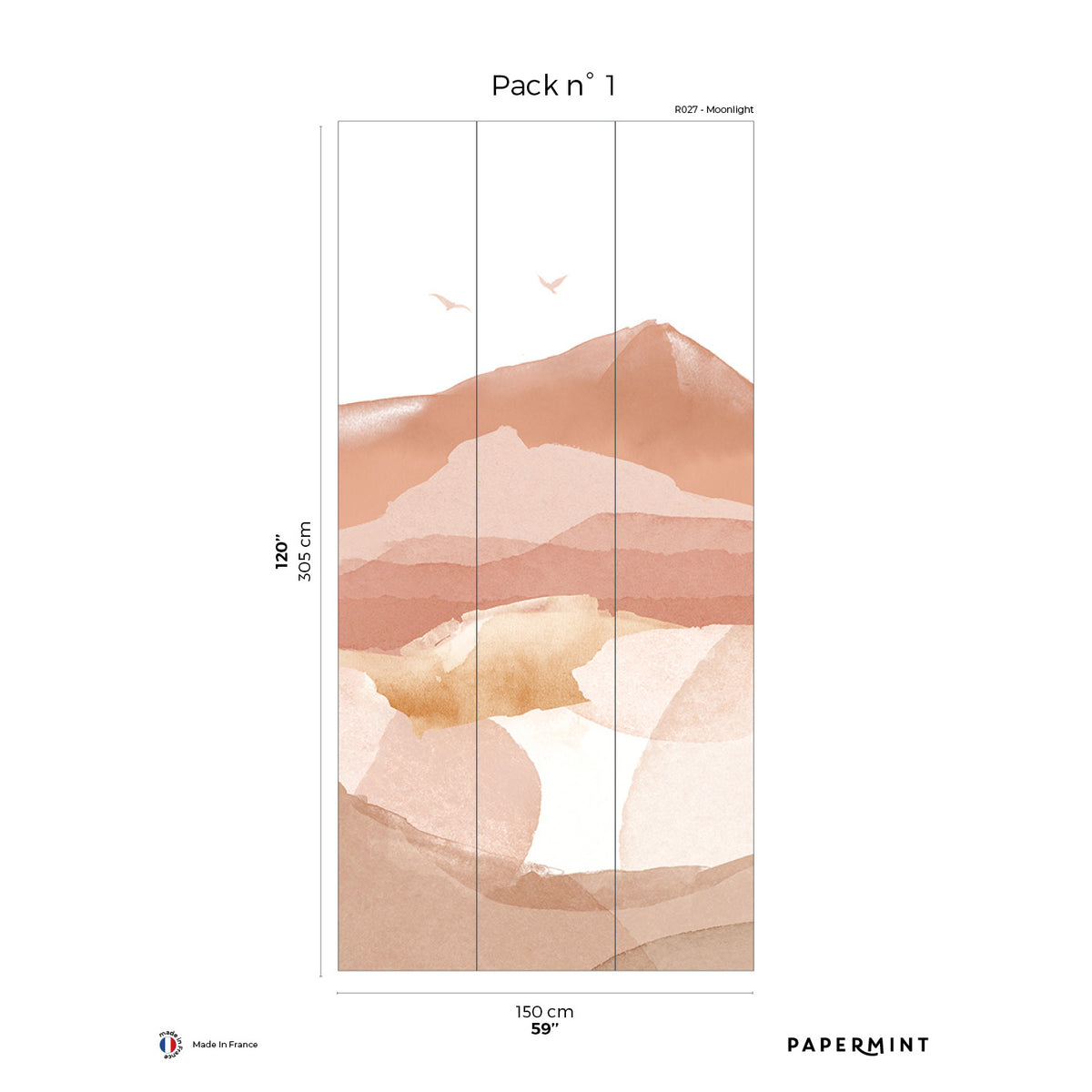 Papermint Hills Pack 1 in Orange Wall Mural 8184-BH2-A
