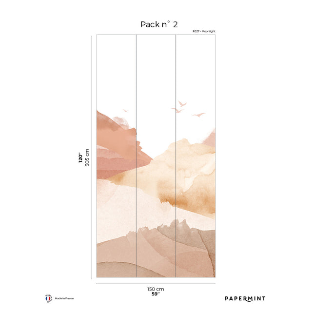 Papermint Hills Pack 2 in Orange Wall Mural 8184-BH2-B