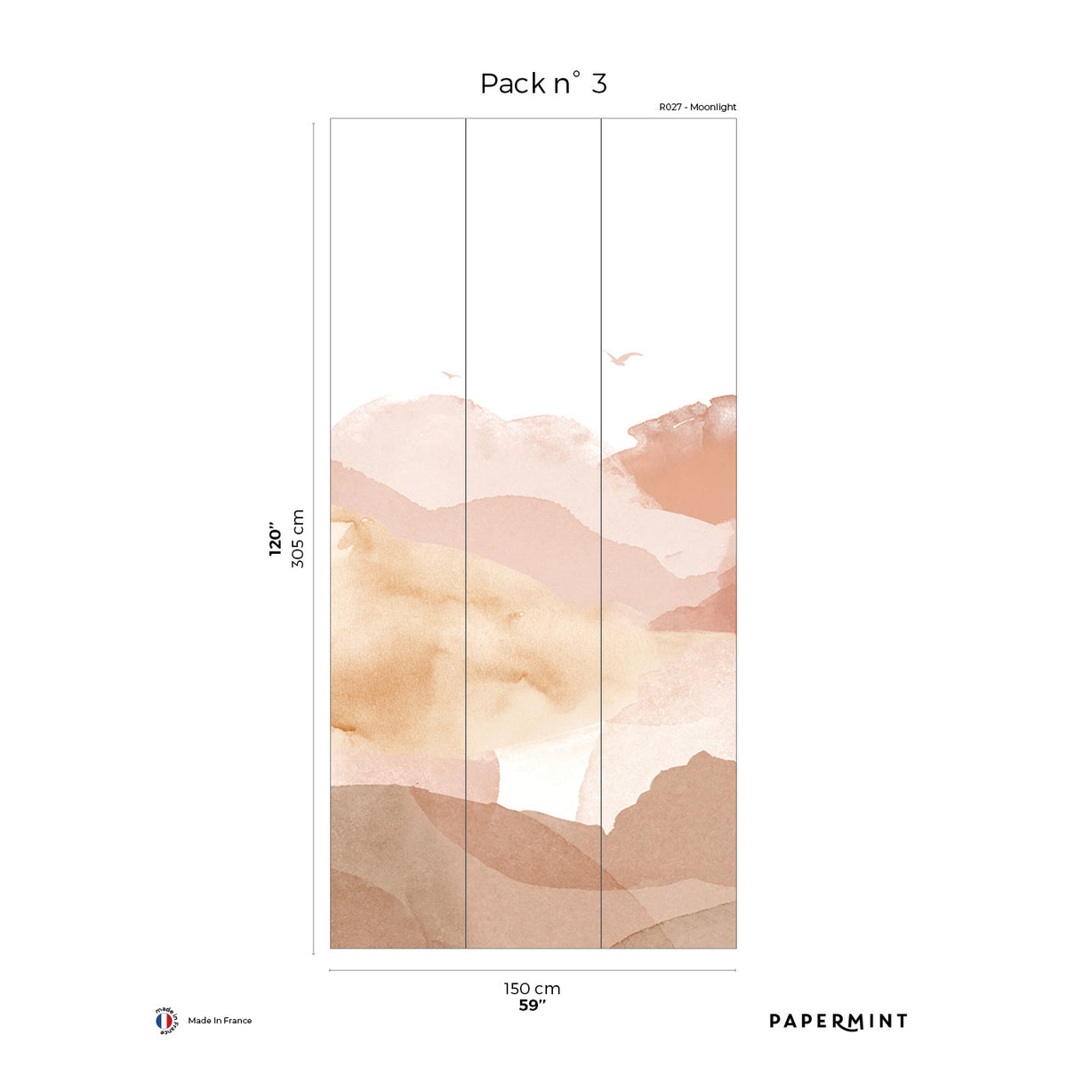 Papermint Hills Pack 3 in Orange Wall Mural 8184-BH2-C