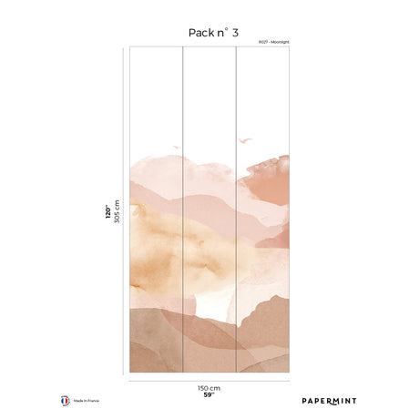 Papermint Hills Pack 3 in Orange Wall Mural 8184-BH2-C