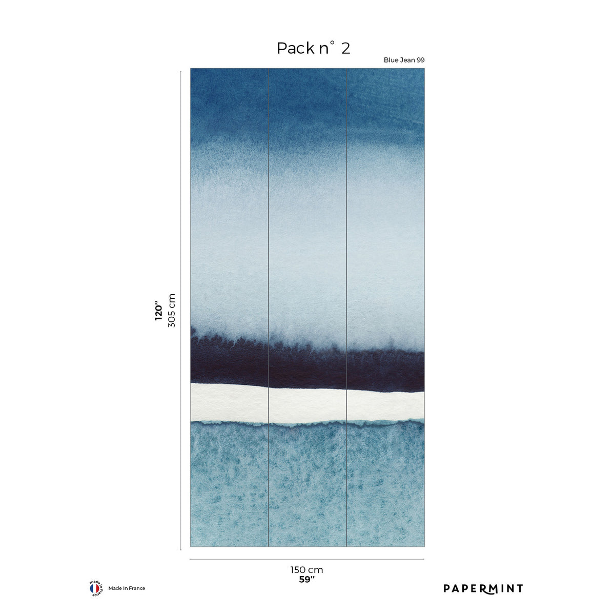 Papermint Sea Horizon Pack 2 in Blue Wall Mural 8184-BI1-B