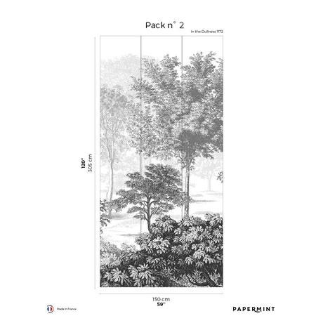 Papermint In The Woods Pack 2 in Grey Wall Mural 8184-BJ1-B