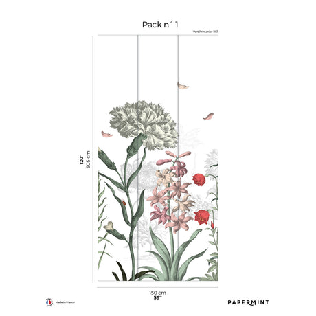 Papermint English Garden Pack 1 in Green Wall Mural 8184-BK1