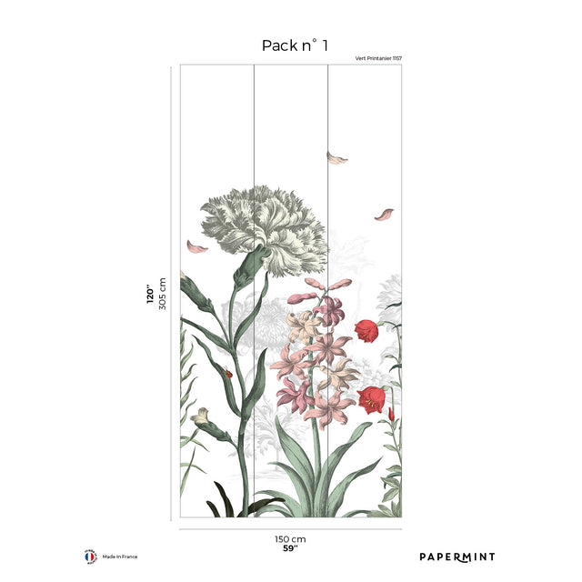 Papermint English Garden Pack 1 in Green Wall Mural 8184-BK1