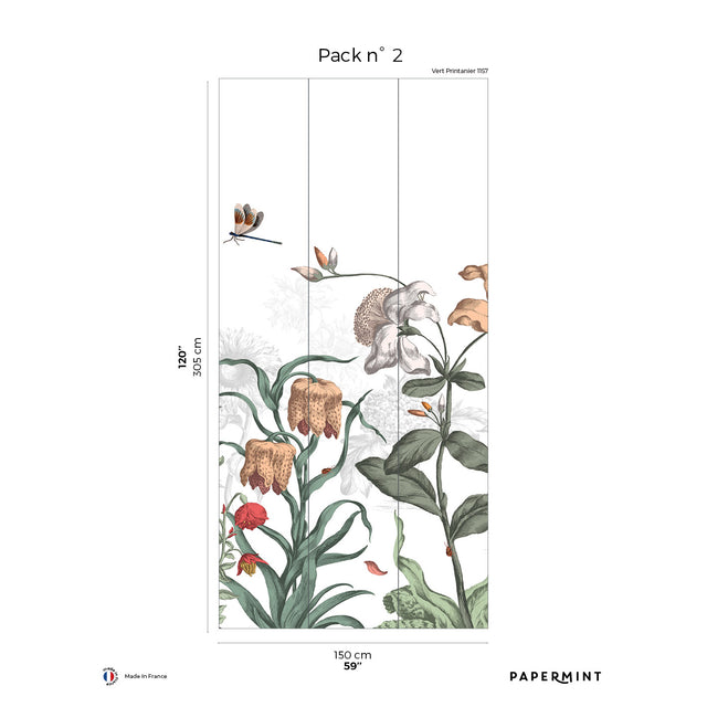 Papermint English Garden Pack 2 in Green Wall Mural 8184-BK1