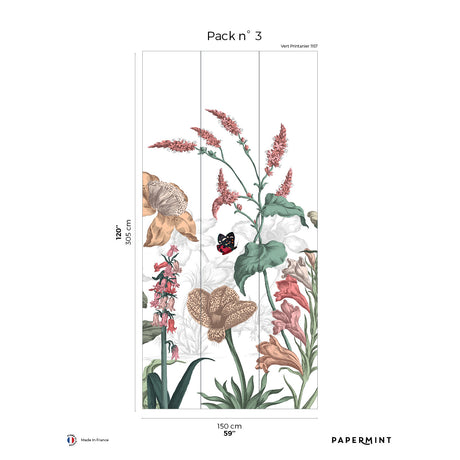 Papermint English Garden Pack 3 in Green Wall Mural 8184-BK1