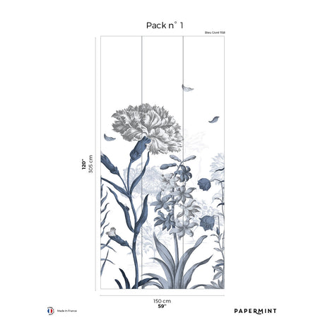 Papermint English Garden Pack 1 in Blue Wall Mural 8184-BK2-