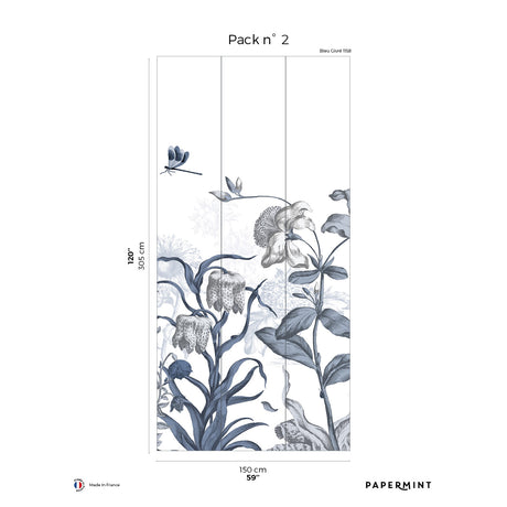 Papermint English Garden Pack 2 in Blue Wall Mural 8184-BK2-
