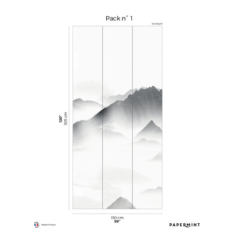 Papermint Mist Pack 1 in Grey Wall Mural 8184-BN1-A