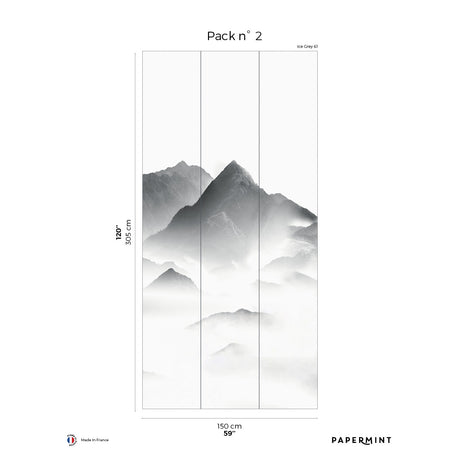 Papermint Mist Pack 2 in Grey Wall Mural 8184-BN1-B